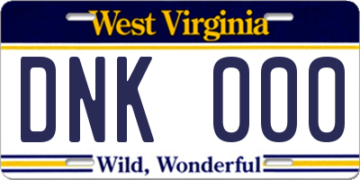 WV license plate DNK000