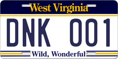 WV license plate DNK001