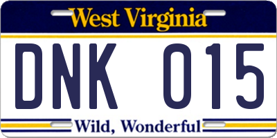 WV license plate DNK015