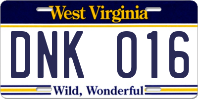 WV license plate DNK016