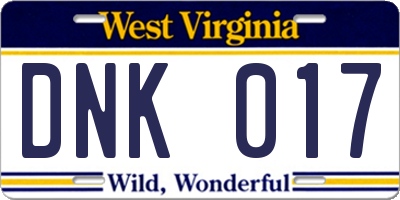 WV license plate DNK017