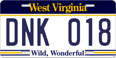 WV license plate DNK018