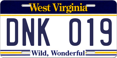 WV license plate DNK019