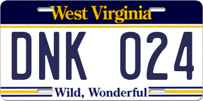 WV license plate DNK024