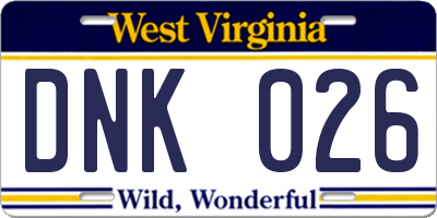 WV license plate DNK026