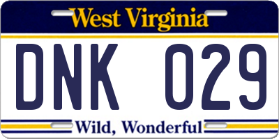 WV license plate DNK029