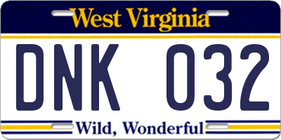 WV license plate DNK032