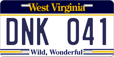 WV license plate DNK041