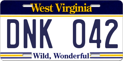 WV license plate DNK042