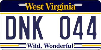 WV license plate DNK044