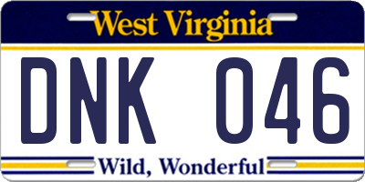 WV license plate DNK046