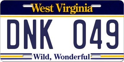 WV license plate DNK049