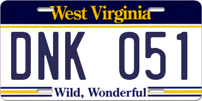 WV license plate DNK051