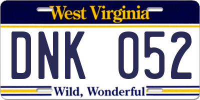 WV license plate DNK052