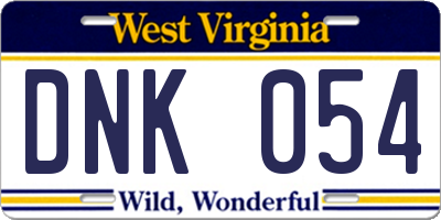 WV license plate DNK054