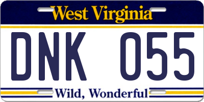 WV license plate DNK055