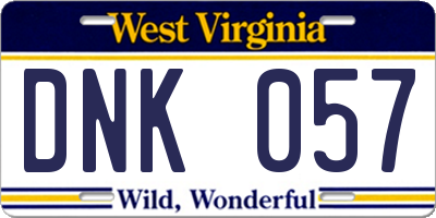 WV license plate DNK057