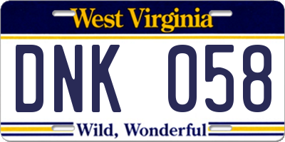 WV license plate DNK058