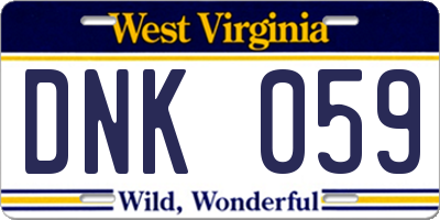 WV license plate DNK059