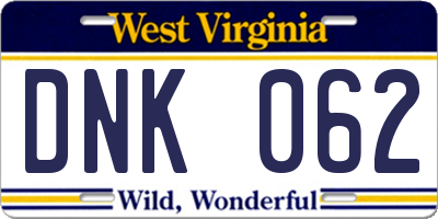 WV license plate DNK062