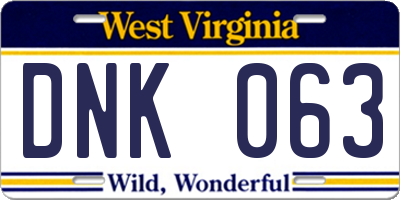 WV license plate DNK063