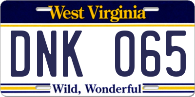 WV license plate DNK065