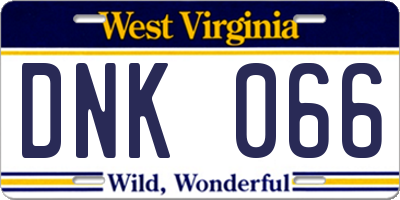 WV license plate DNK066