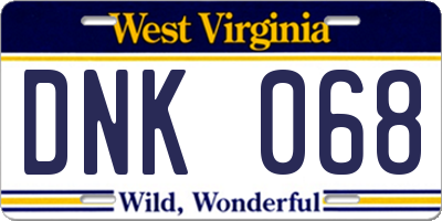 WV license plate DNK068