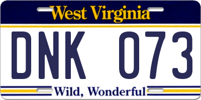 WV license plate DNK073