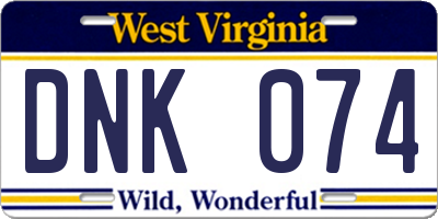 WV license plate DNK074
