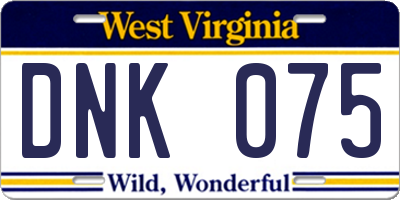 WV license plate DNK075