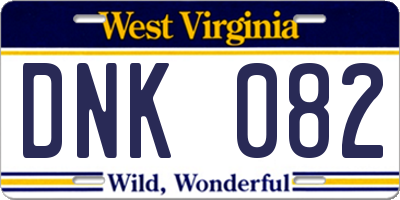 WV license plate DNK082