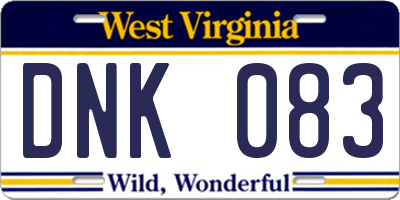 WV license plate DNK083