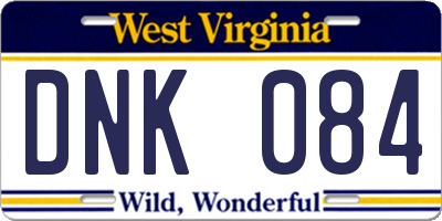 WV license plate DNK084
