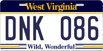 WV license plate DNK086