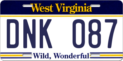 WV license plate DNK087