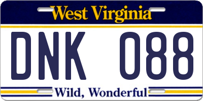 WV license plate DNK088