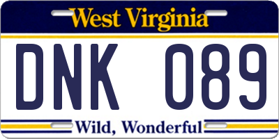 WV license plate DNK089