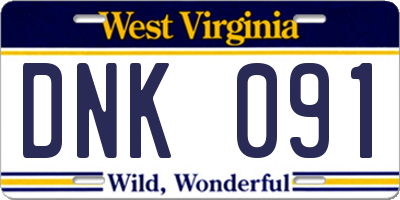 WV license plate DNK091