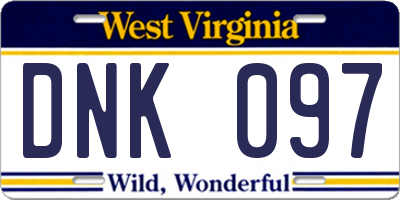 WV license plate DNK097