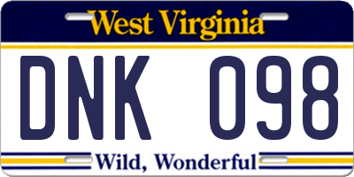 WV license plate DNK098