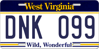 WV license plate DNK099