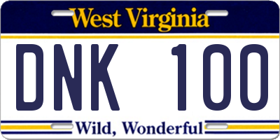 WV license plate DNK100