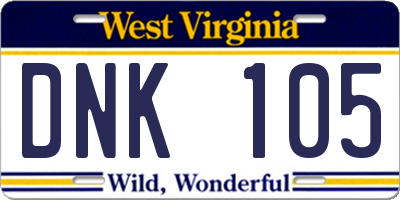 WV license plate DNK105