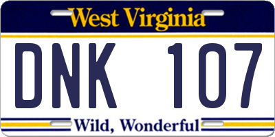 WV license plate DNK107