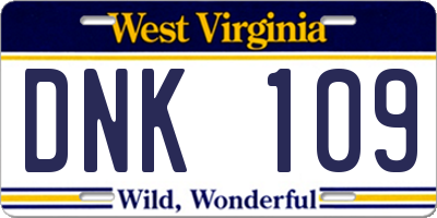 WV license plate DNK109