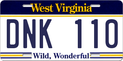 WV license plate DNK110
