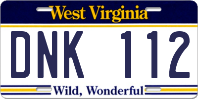 WV license plate DNK112