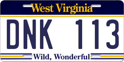 WV license plate DNK113