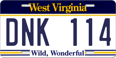 WV license plate DNK114